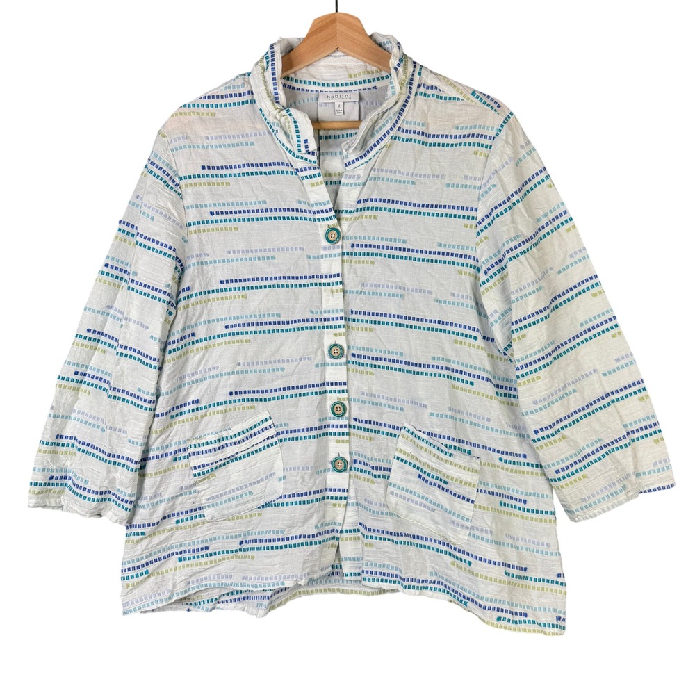 Habitat Clothes to Live In Style 46416 Cotton Textured Stripe Button Shirt M